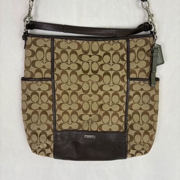 Coach Brown Monogram Leather Large Crossbody/Shoulder Purse - Picture 2 of 16